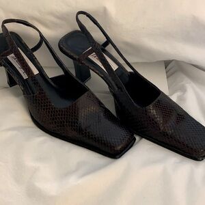 Heels by Worthington, brown faux snake, unique fashion sling backs, 7.5 medium w